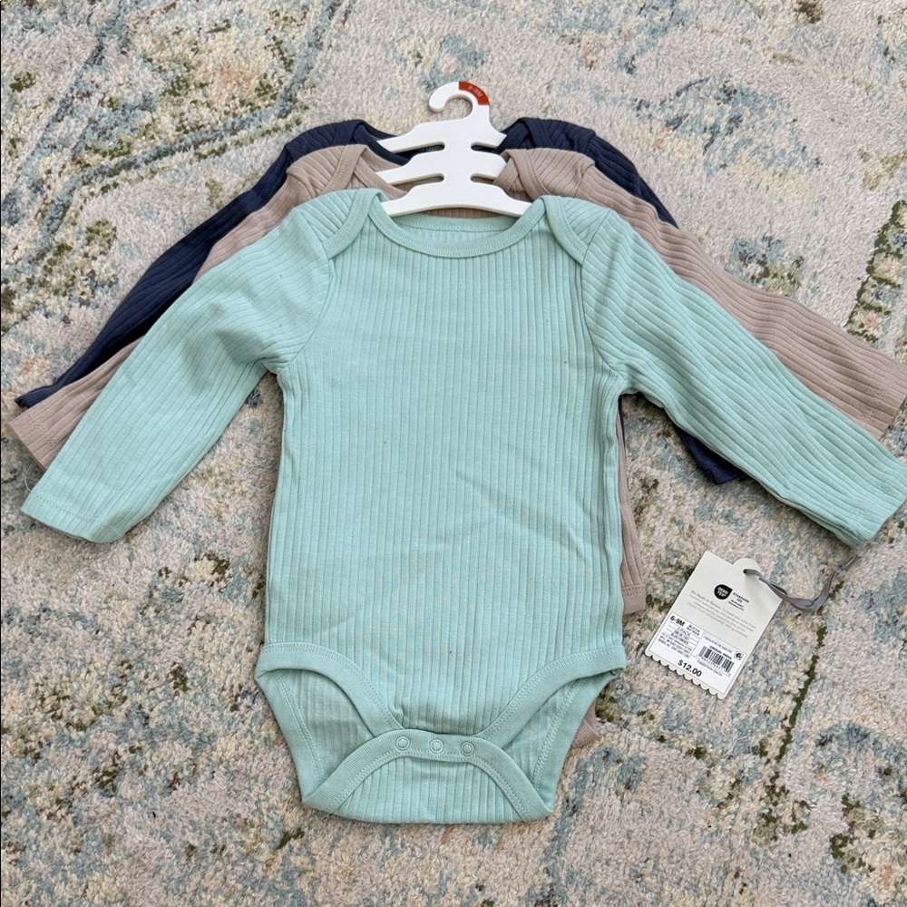 Cloud Island Aqua Ribbed Baby Bodysuit